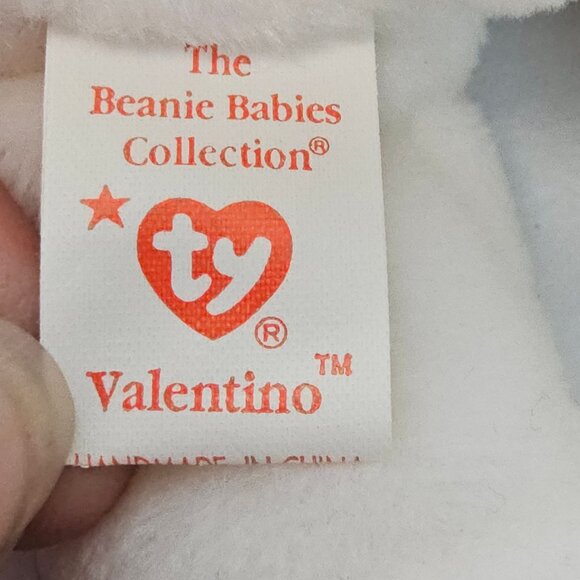 VTG 1993 TY Beanie Babies Collection "Valentino" White Teddy Bear Collectible - Picture 3 of 15